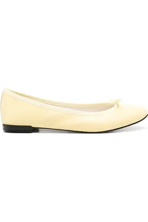 Repetto Buty, Kobieta, Żółty, 36 EU, Płaskie skórzane buty w pastelowej żółci z kokardą