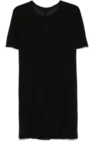 Rick Owens Koszulki, Mężczyzna, Czarny, M, Bawełna, Czarny T-shirt z Warstwowym Okrągłym Dekoltem