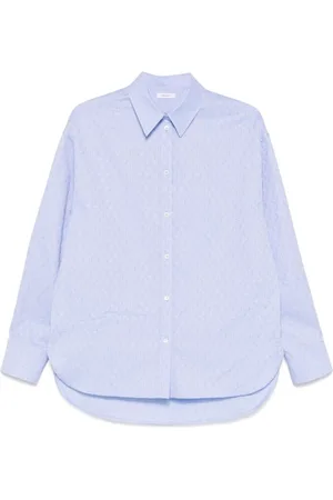 Salvatore Ferragamo Bluzki, Kobieta, Niebieski, M, Bawełna, Koszula Oxford zapinana na guziki