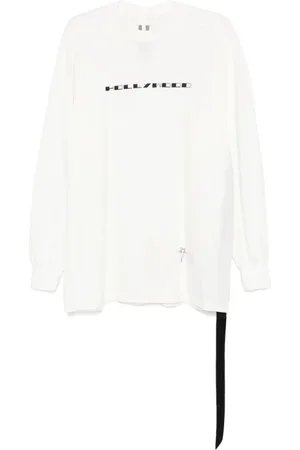 Rick Owens Koszulki, Mężczyzna, Biały, 2XL, Ciemna Cień Slogan Print T-shirt