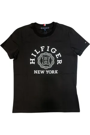 Tommy Hilfiger Koszulki, Mężczyzna, Czarny, XL, T-shirt z Graficznym Nadrukiem z Bawełny Regular Fit