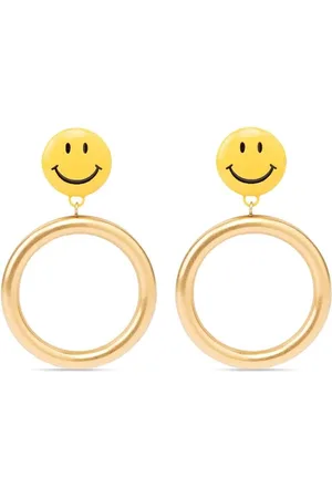 Moschino Akcesoria, Kobieta, Żółty, ONE SIZE, Kolczyki Hoop ze Smerfem