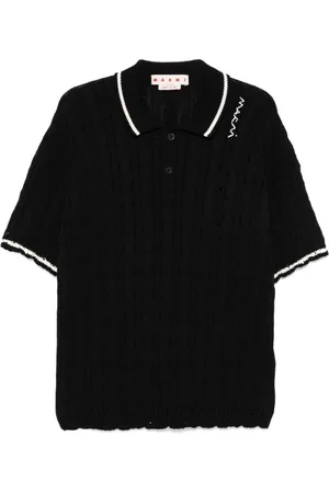 Marni Koszulki, Mężczyzna, Czarny, L, Bawełna, Koszulka Polo z Haftowanym Logo