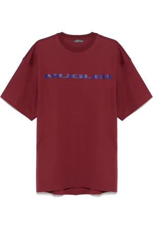 MUGLER Koszulki, Mężczyzna, Czerwony, S, Krewetkowy T-shirt z okrągłym dekoltem