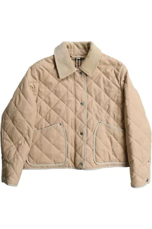 Burberry Kurtki, Kobieta, Beżowy, L, Bawełna, Pikowana kurtka wierzchnia