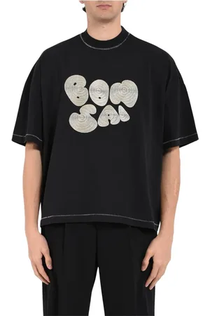 BONSAI Koszulki, Mężczyzna, Czarny, M, Bawełniany T-shirt z nadrukiem logo