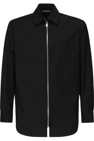 Giuliano Galiano Koszule, Mężczyzna, Czarny, 2XL, Czarna Koszula Zamek Włoski Styl