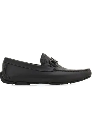 Salvatore Ferragamo Buty, Mężczyzna, Czarny, 41 1/2 EU, Skóra, Czarne skórzane wsuwane mokasyny