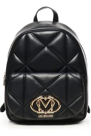 Moschino Torebki, Kobieta, Czarny, ONE SIZE, Czarny plecak z tłoczonym logo