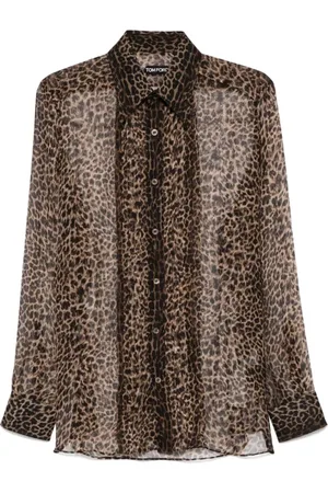 Tom Ford Koszule, Mężczyzna, brązowy, L, Koszula Animalier