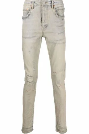 Purple Brand Jeansy, Mężczyzna, Niebieski, W29, Denim, Ash Skinny Cut Distressed Denim