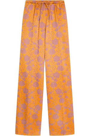 DRIES VAN NOTEN Spodnie, Kobieta, Wielobarwność, S, Spodnie Tangerine Orange Wysoki Stan