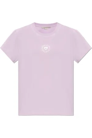 Stella McCartney Koszulki, Kobieta, Fioletowy, XS, Bawełna, Kultowy T-Shirt Mini Heart