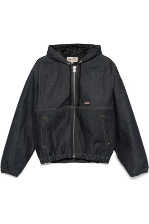 STUSSY Kurtki, Mężczyzna, Niebieski, L, Niebieski Kurtka z Kapturem na Zamek
