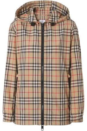 Burberry Kurtki, Kobieta, Beżowy, S, Kurtka z kapturem w kratę Vintage Check
