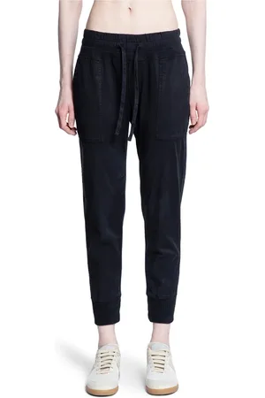 James Perse Spodnie, Kobieta, Czarny, L, Czarne Spodnie Slim Fit z Jerseyu Stretch