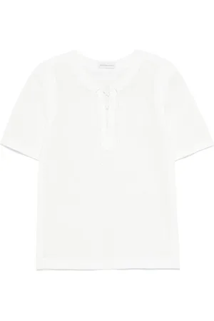 DRIES VAN NOTEN Koszulki, Mężczyzna, Biały, M, Sweter z krótkim rękawem i sznurowaniem