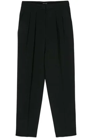 Giorgio Armani Spodnie, Kobieta, Czarny, M, Czarne Jedwabne Spodnie z Brokatem