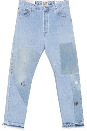 GALLERY DEPT. Jeansy, Mężczyzna, Niebieski, W34, Denim, Jasnoniebieskie jeansy denim z efektem wąsów