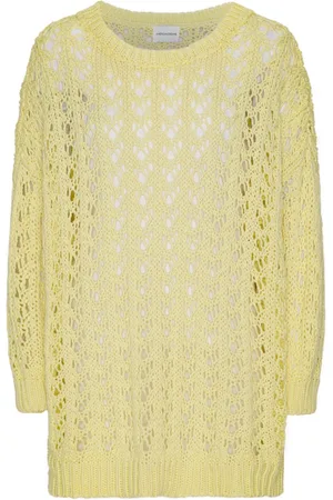 American Dreams Swetry, Kobieta, Żółty, ONE SIZE, Dzianinowy Sweter Luna z Bawełny