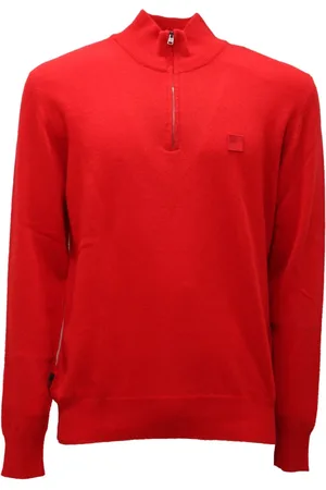 Woolrich Swetry, Mężczyzna, Czerwony, M, Sweter z wełny Supergeelong Logo
