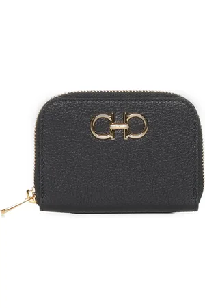 Salvatore Ferragamo Akcesoria, Kobieta, Czarny, ONE SIZE, Skóra, Portfel Gancini Soft