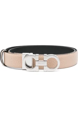 Salvatore Ferragamo Akcesoria, Kobieta, Różowy, 90 CM, Jasnobrązowy Skórzany Pasek z Klamrą Gancini