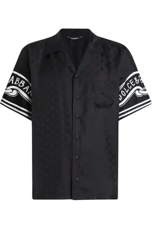 Dolce & Gabbana Koszule, Mężczyzna, Czarny, L, Czarna Koszula z Logo i Kołnierzykiem