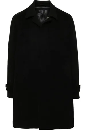 LARDINI Płaszcze, Mężczyzna, Czarny, 3XL, Wełna, Płaszcz z kołnierzem kubańskim