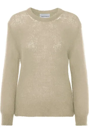 American Dreams Swetry, Kobieta, Beżowy, ONE SIZE, Wełna, Beżowy Oversize Sweter Z Dzianiny Mohair Wełna