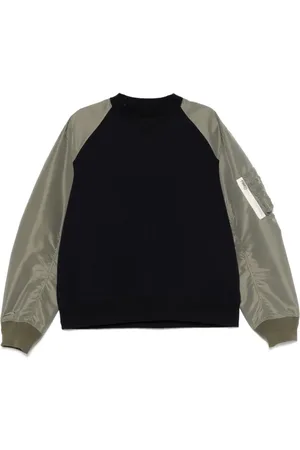 SACAI Bluzy, Mężczyzna, Niebieski, M, Navy Crew Neck Sweater