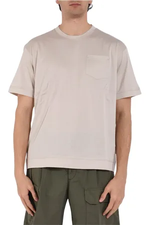 Paolo Pecora Koszulki, Mężczyzna, Beżowy, 2XL, Bawełniany T-shirt z kieszenią i dekoltem