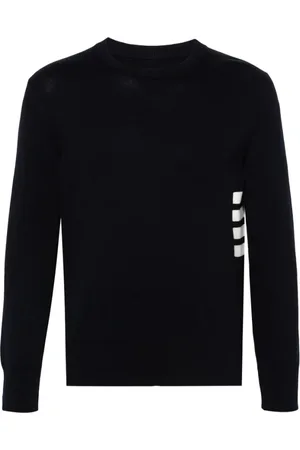 Thom Browne Swetry, Mężczyzna, Niebieski, M, Bawełna, Granatowy sweter bawełniany