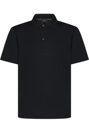 BRIONI Koszulki, Mężczyzna, Czarny, M, Bawełna, Czarna Koszulka Polo Z Żebrowanym Kołnierzem