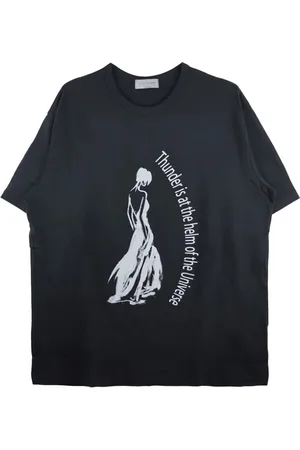 YOHJI YAMAMOTO Koszulki, Mężczyzna, Czarny, L, Czarna Koszulka z Okrągłym Dekoltem i Krótkimi Rękawami