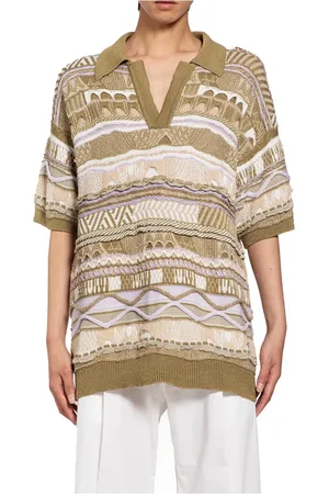 LANEUS Koszulki, Mężczyzna, Wielobarwność, XL, Nylon, Beżowy Sweter Polo z Warkoczami