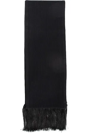 Tom Ford Akcesoria, Mężczyzna, Czarny, ONE SIZE, Jedwabna Wełniana Szalik z Frędzlami