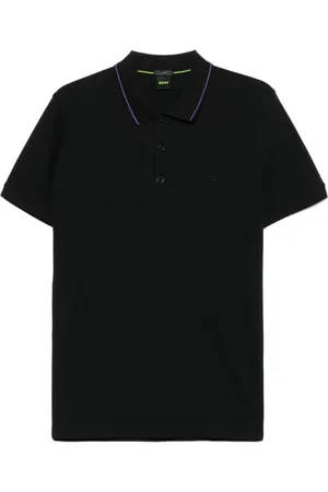 HUGO BOSS Koszulki, Mężczyzna, Czarny, L, Czarny Sweter z Haftowanym Logo i Krótkimi Rękawami