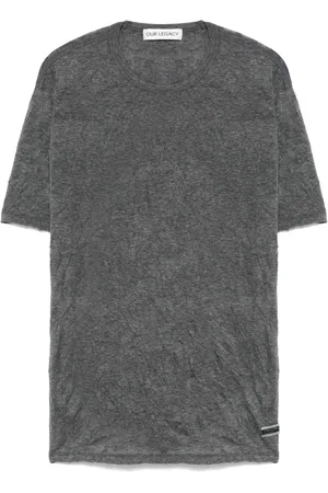 OUR LEGACY Koszulki, Mężczyzna, Szary, 2XL, Antracytowa Koszulka z Okrągłym Dekoltem i Logo