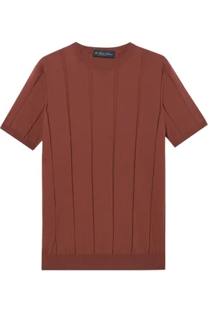 Brooks Brothers Swetry, Mężczyzna, brązowy, M, Bawełna, Koszulka z Wysokim Skrętem z Bawełny Żebrowanej