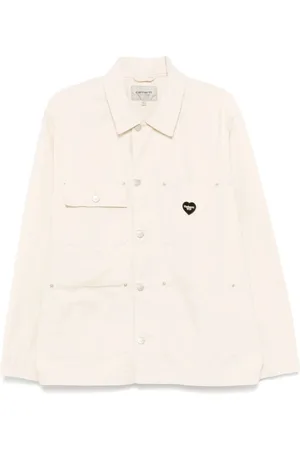 Carhartt Kurtki, Mężczyzna, Beżowy, M, Ecru Kurtka z Guzikami