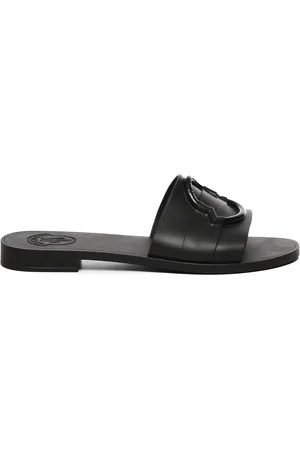 Moncler Buty, Kobieta, Czarny, 39 EU, Czarne sandały TPU z logo 3D