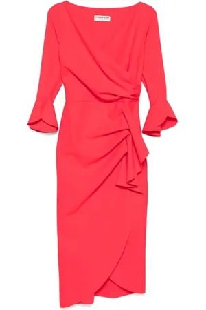 CHIARA BONI Sukienki, Kobieta, Czerwony, 4XL, Koralowa Sukienka z Marszczeniami
