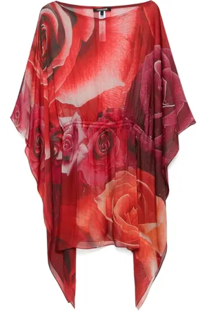 Roberto Cavalli Sukienki, Kobieta, Czerwony, M, Czerwona Sukienka z Abstrakcyjnym Wzorem i Elastycznym Pasem