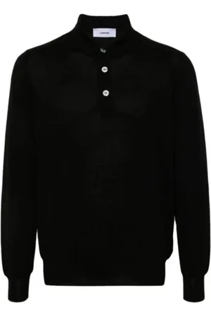 LARDINI Swetry, Mężczyzna, Czarny, L, Wełna, Wełniane Polo