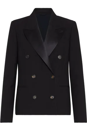 Brunello Cucinelli Kurtki, Kobieta, Czarny, 3XS, Czarna marynarka z podwójnym rzędem guzików i kieszeniami