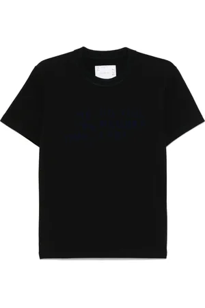 SACAI Koszulki, Kobieta, Czarny, M, Czarna T-shirt z okrągłym dekoltem