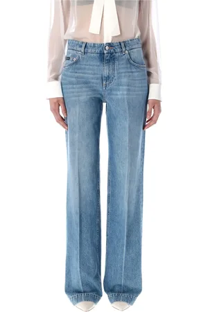 Dolce & Gabbana Jeansy, Kobieta, Niebieski, S, Denim, Luźne Jeansyy z Granatowego Denimu z Zmarszczonym Plisem
