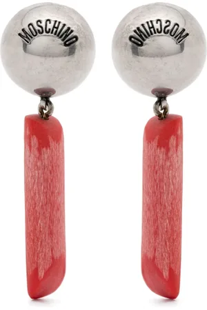 Moschino Akcesoria, Kobieta, Czerwony, ONE SIZE, Srebrne Kolczyki Dangle Para