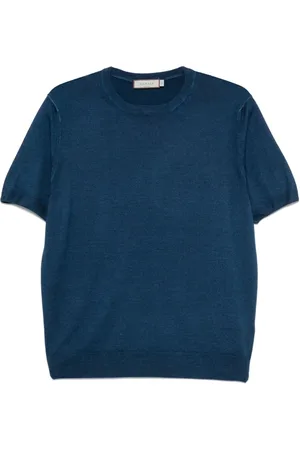 CANALI Koszulki, Mężczyzna, Niebieski, M, Navy Crew Neck Sweater
